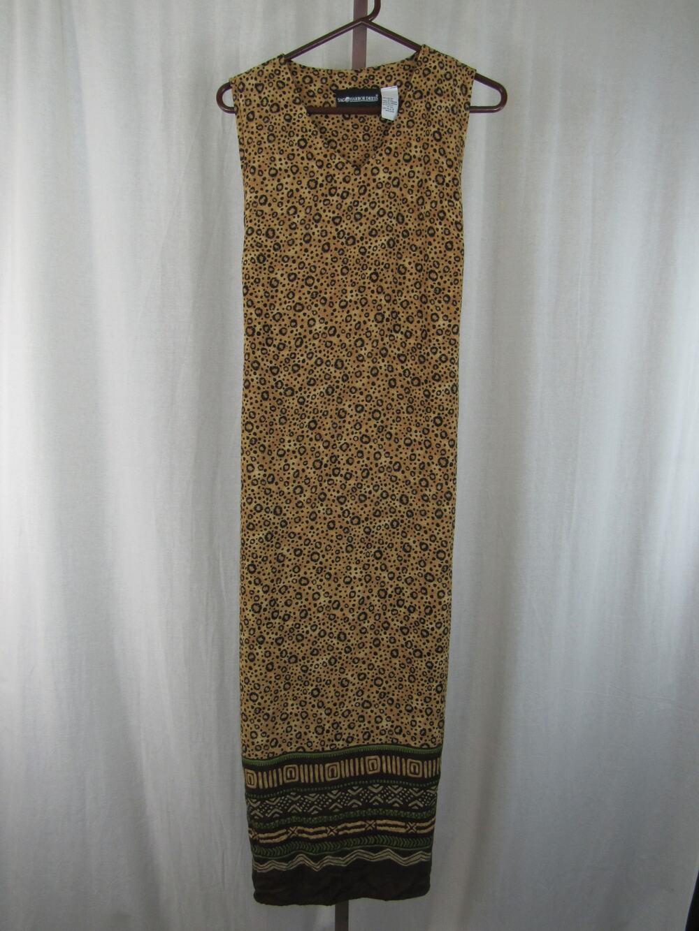 Sag Harbor Animal Print Cheetah Tribal Print Hem Side Slits Maxi Dress Size 8